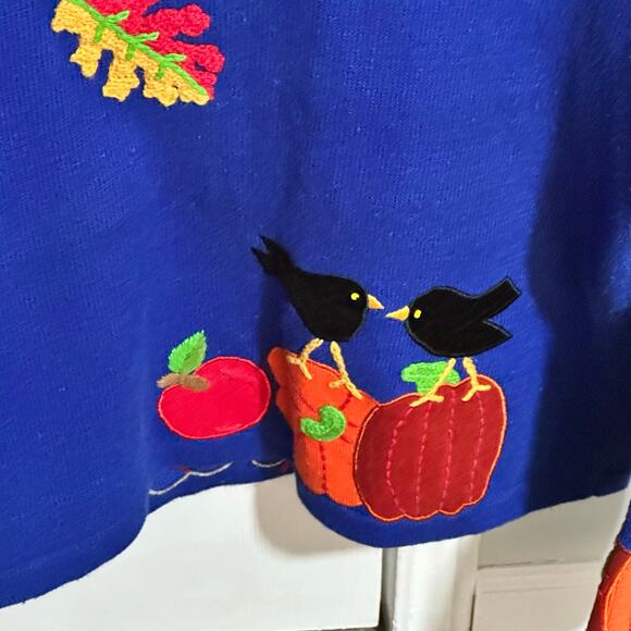 Design Options Philip Jane Gordon Cardigan Sweater Fall Flowers Birds Large - Picture 13 of 15